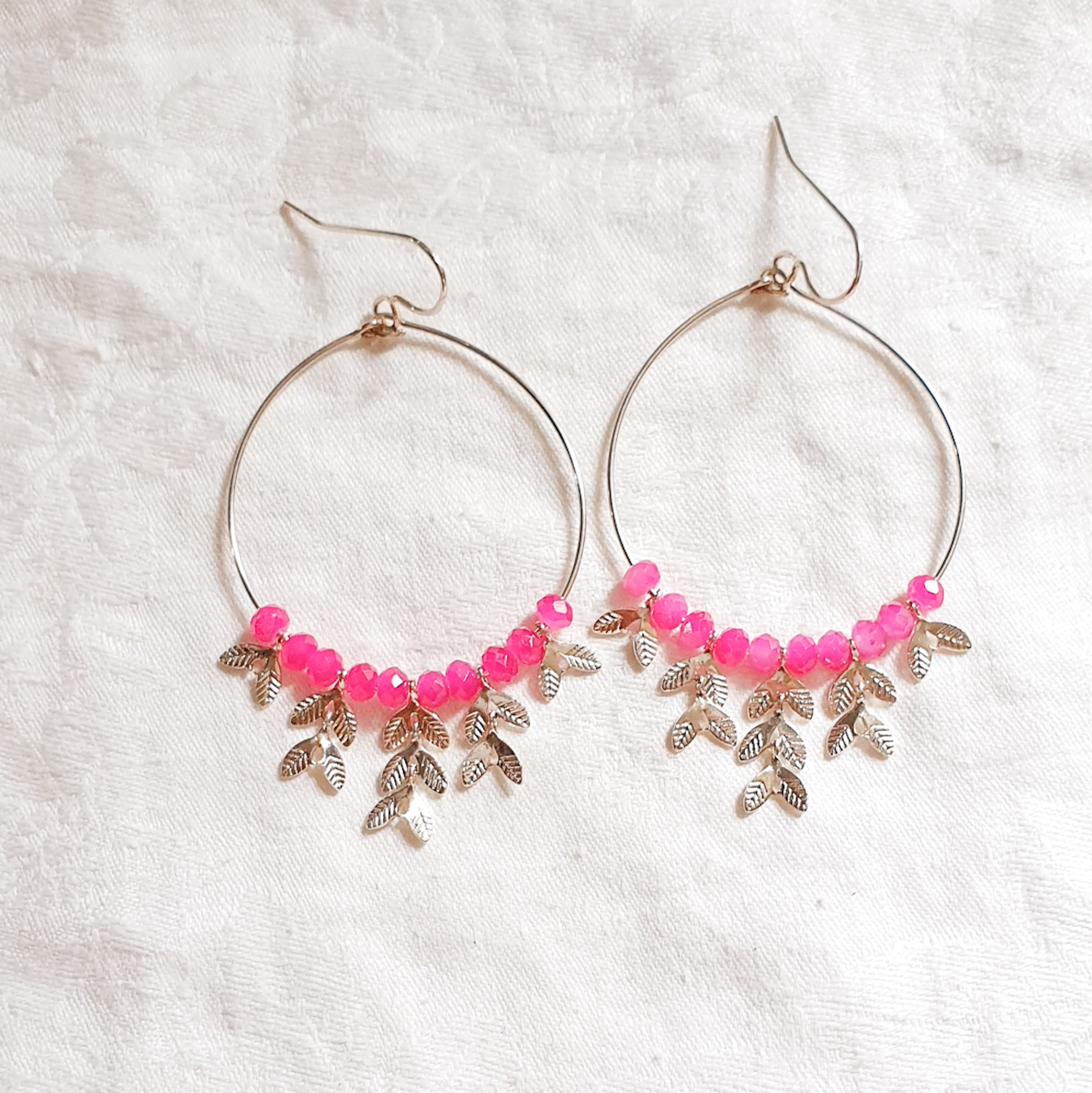 boucles d oreilles argent perles rose