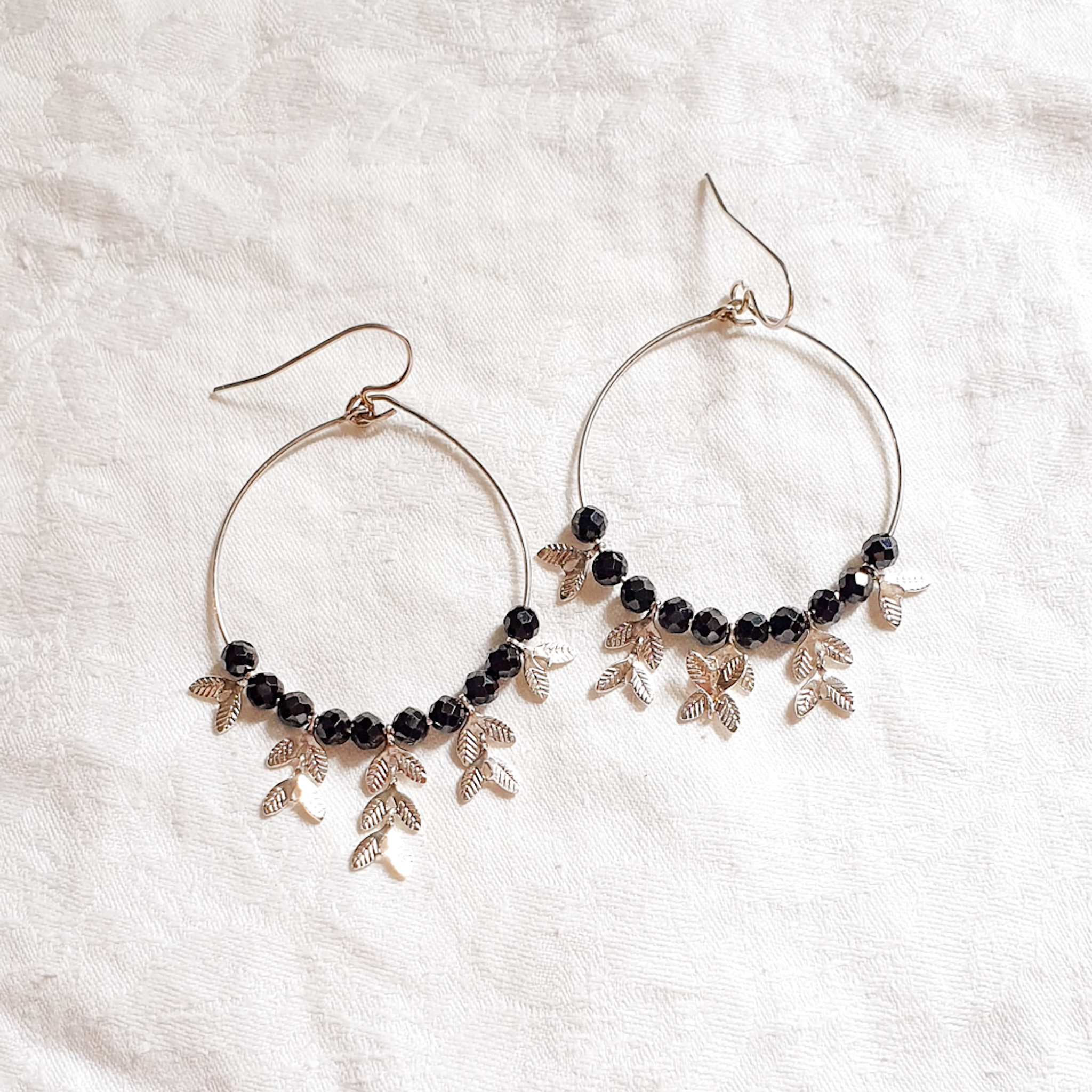 boucles d oreilles argent perles noir