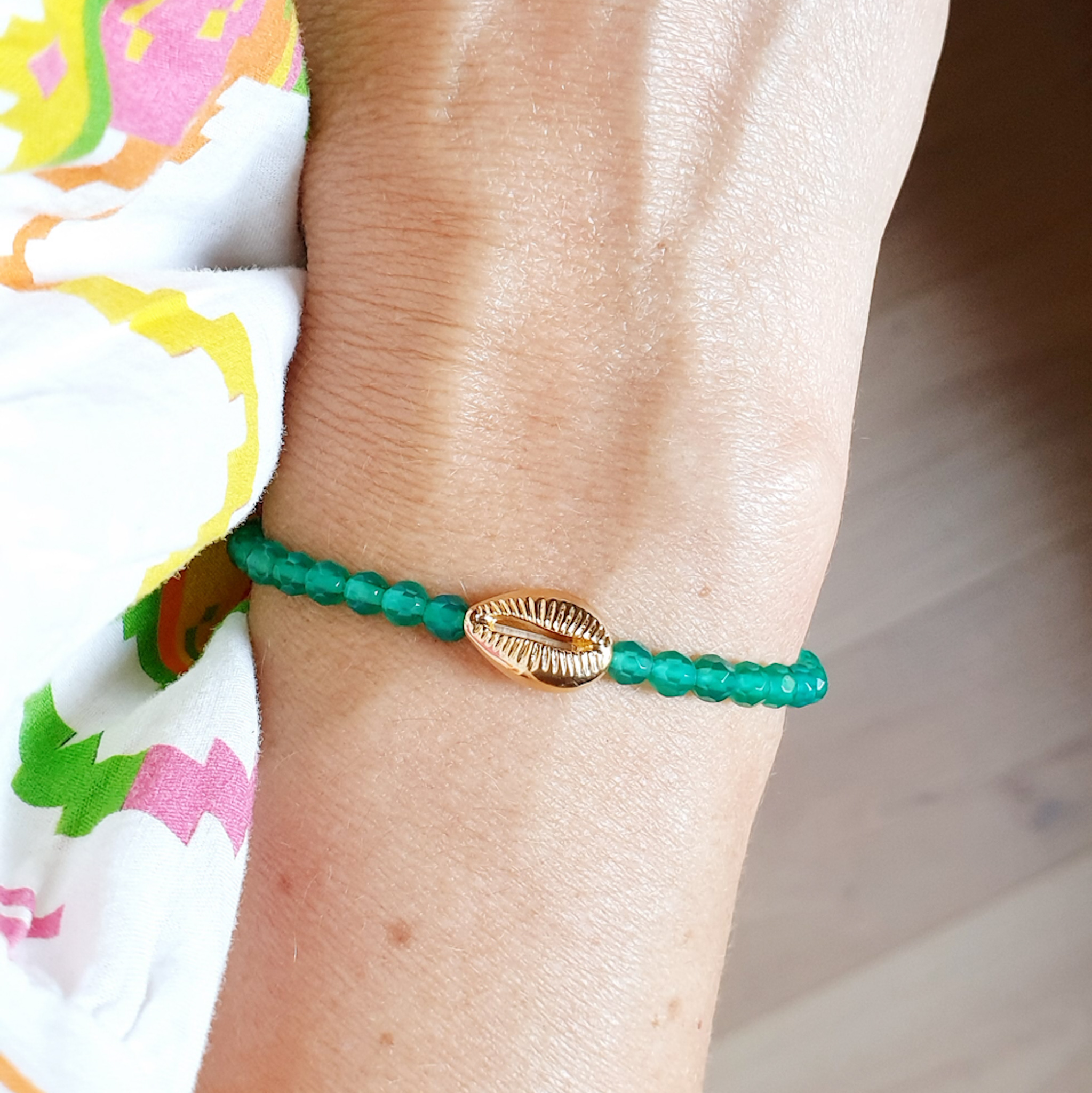 SOLAIRE PIERRE bracelet été cauri perles couleur au choix Or argent