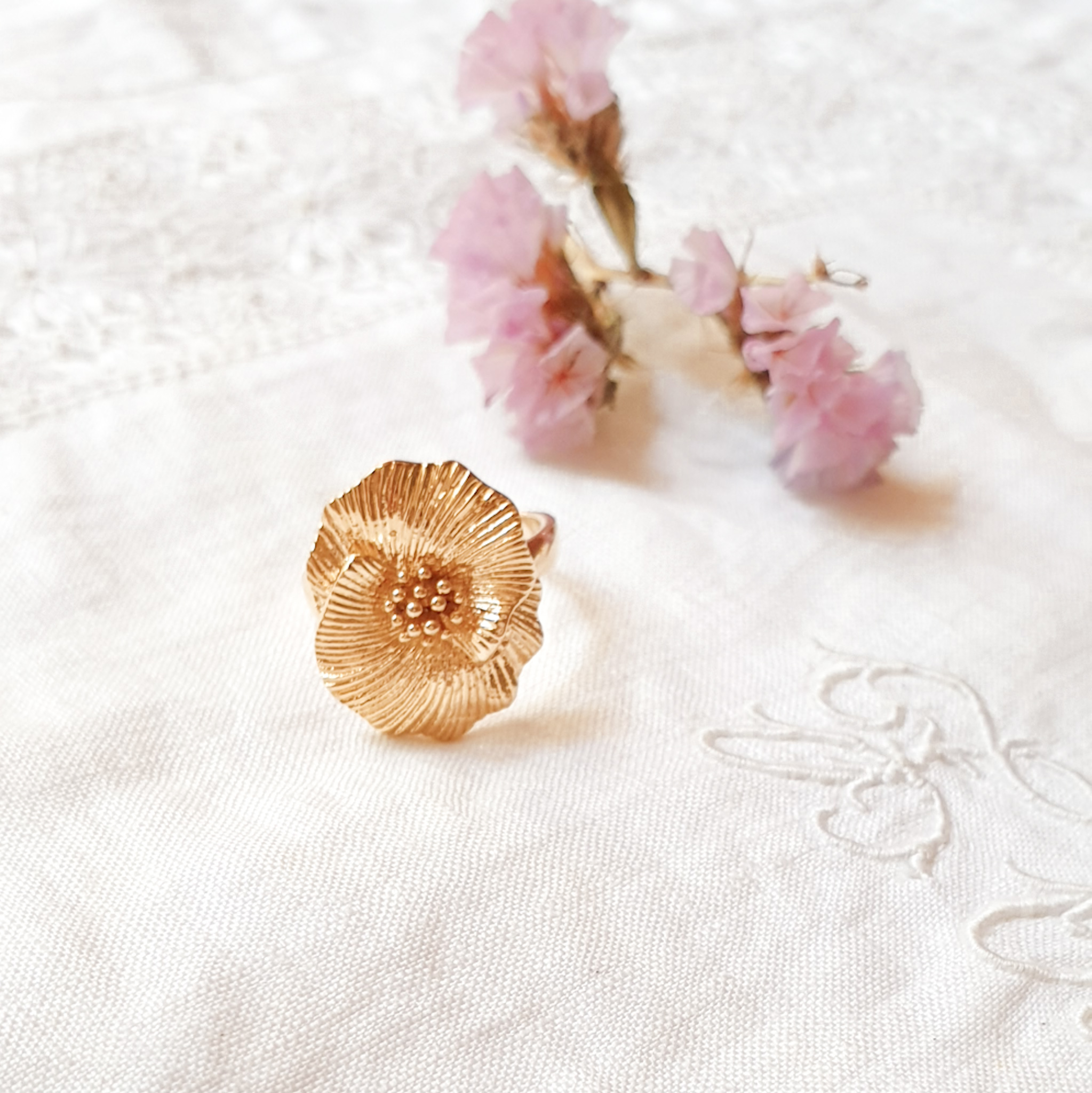 bague fleur femme or