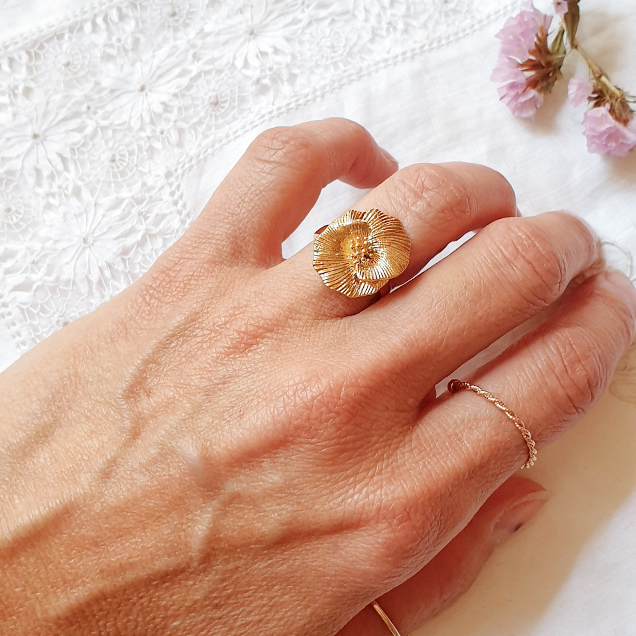 bague fleur femme