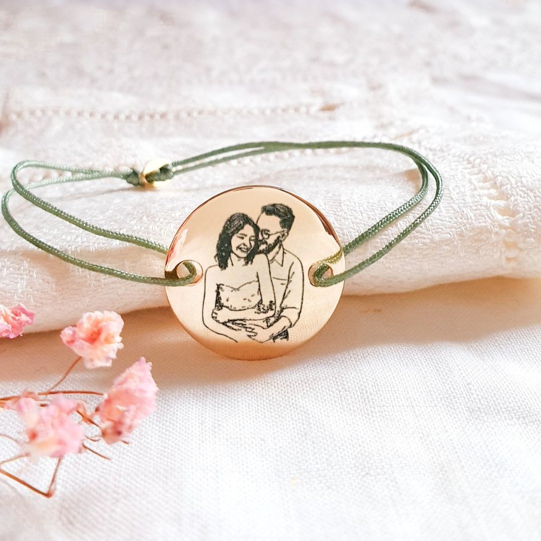 Bracelet photo personnalisé sur cordon pour homme femme enfant FETICHE CORDON