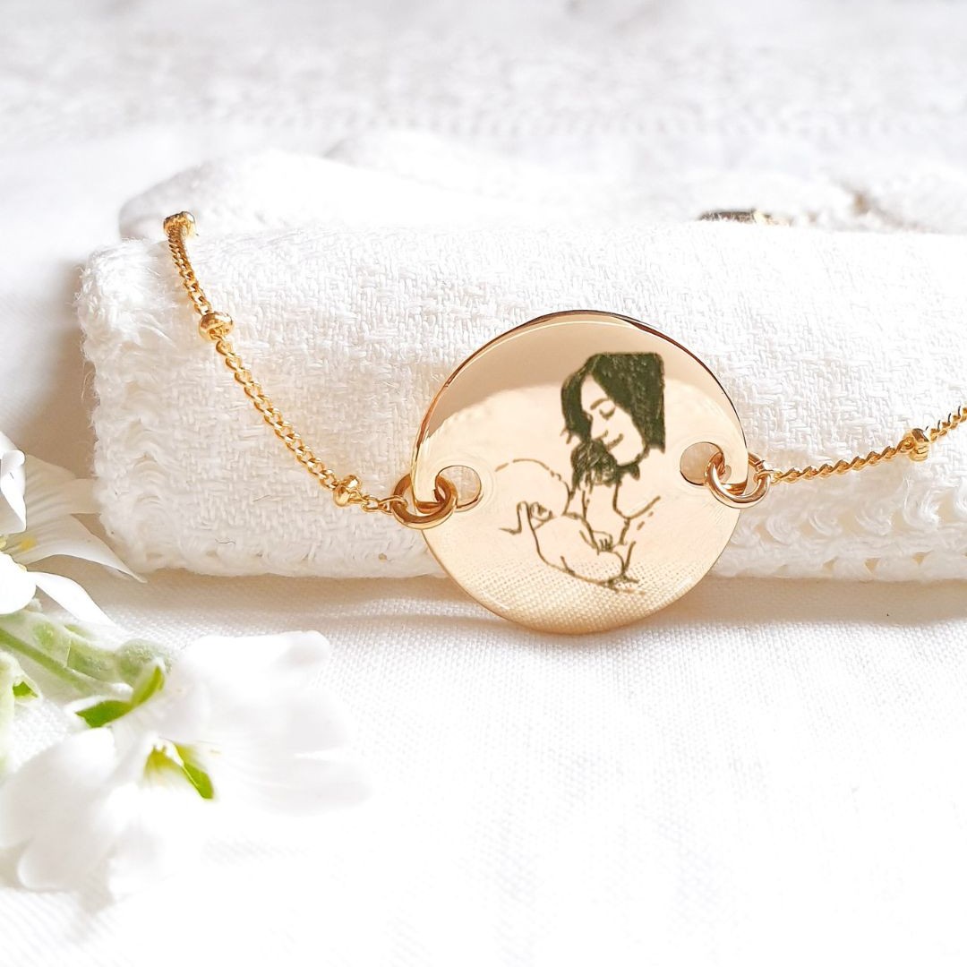 photo sur bijoux cadeau naissance