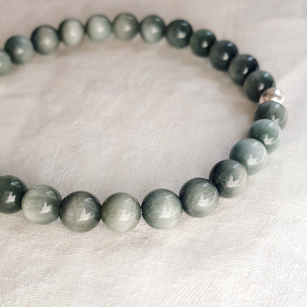 bracelet pierre oeil aigle gris