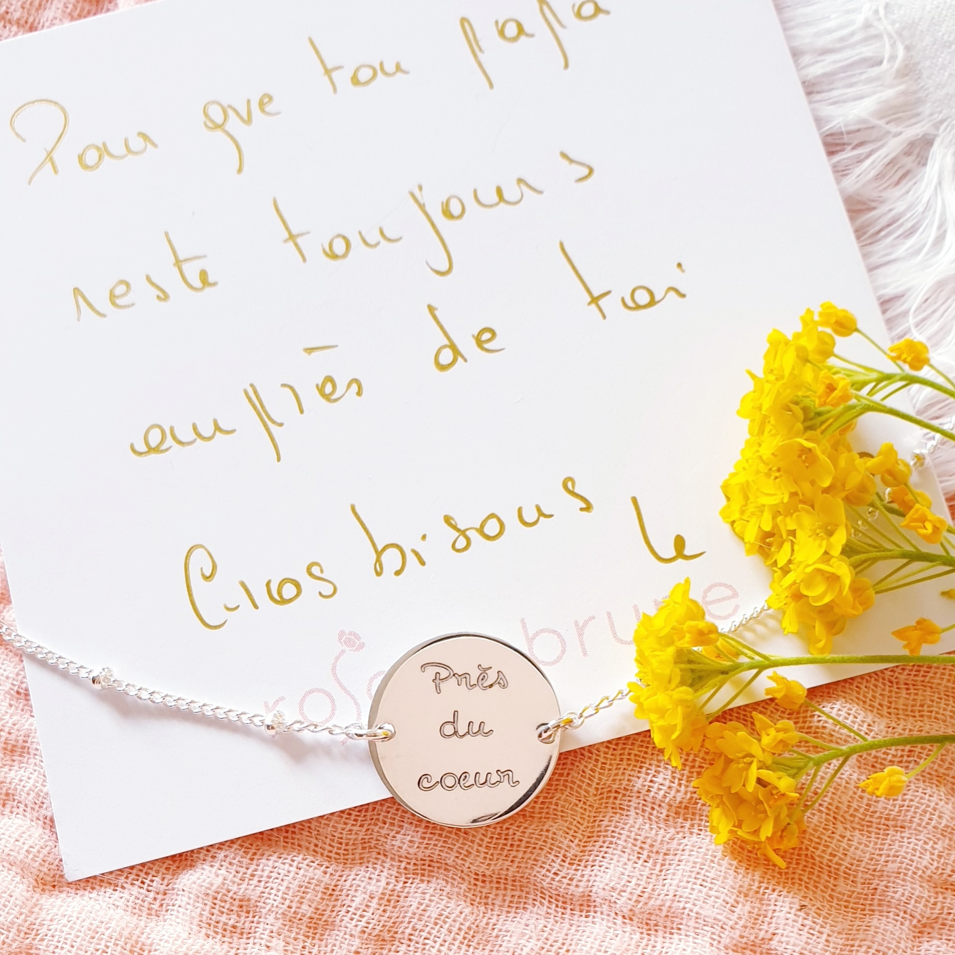 cadeau deuil bracelet jeton argent