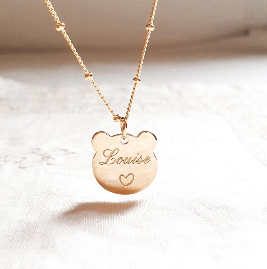 OURSON collier fille personnalisé Or