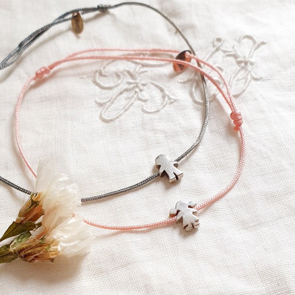 LOULOU bracelet avec garcon ou fille cordon choix - Or ou argent