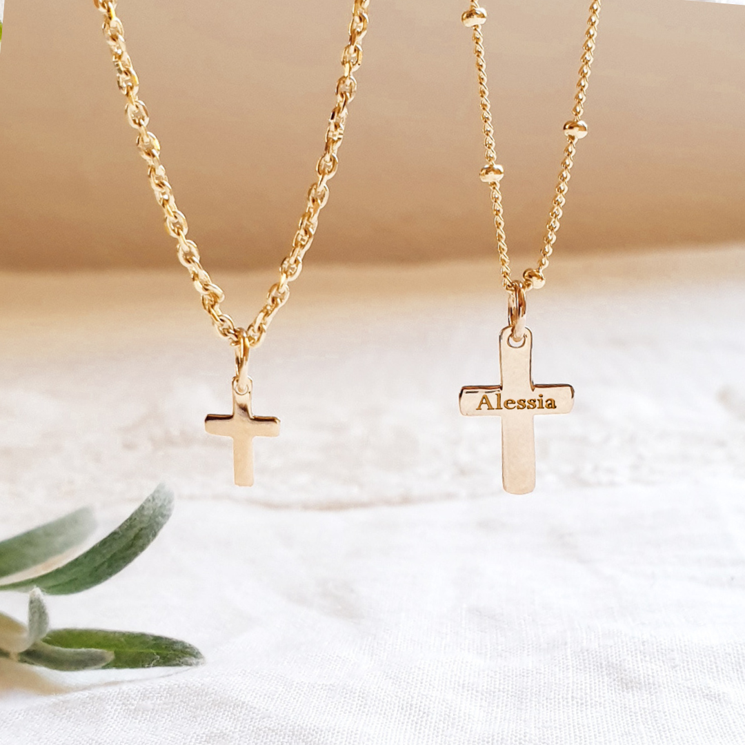 PETITE CROIX charm religieux pour collier Or argent
