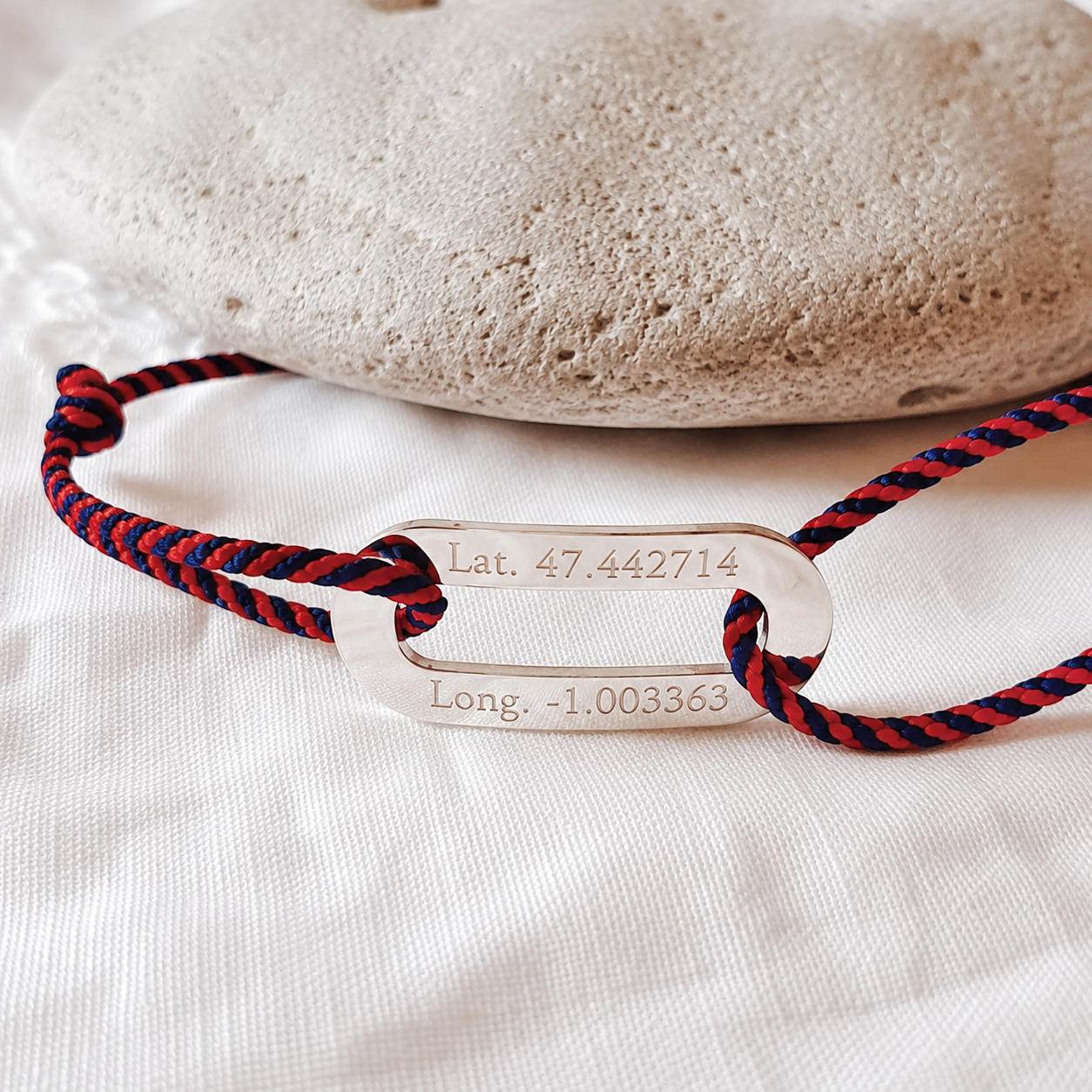 MYTHIQUE bracelet homme personnalisé argent lien coton, marin, cuir