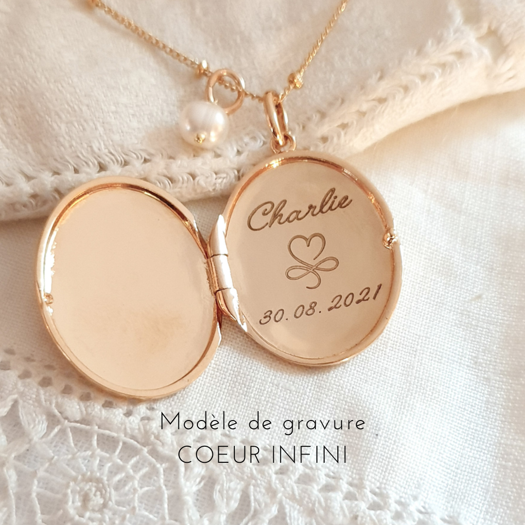medaillon personnalise cadeau naissance coeur infini