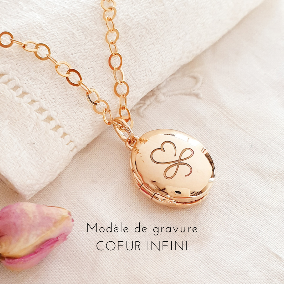 medaillon pendentif personnalise coeur infini