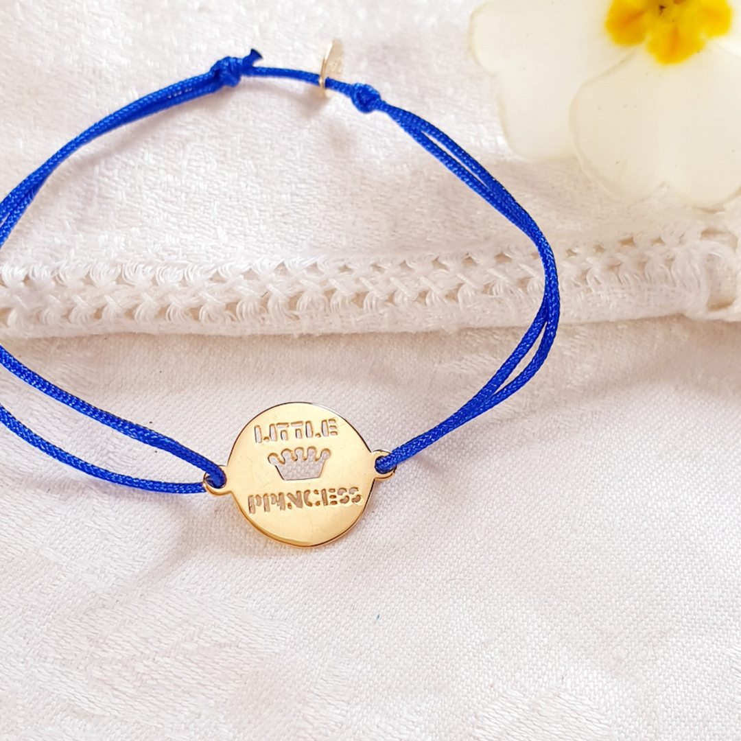 LITTLE PRINCESS bracelet fille avec cordon au choix - Or argent