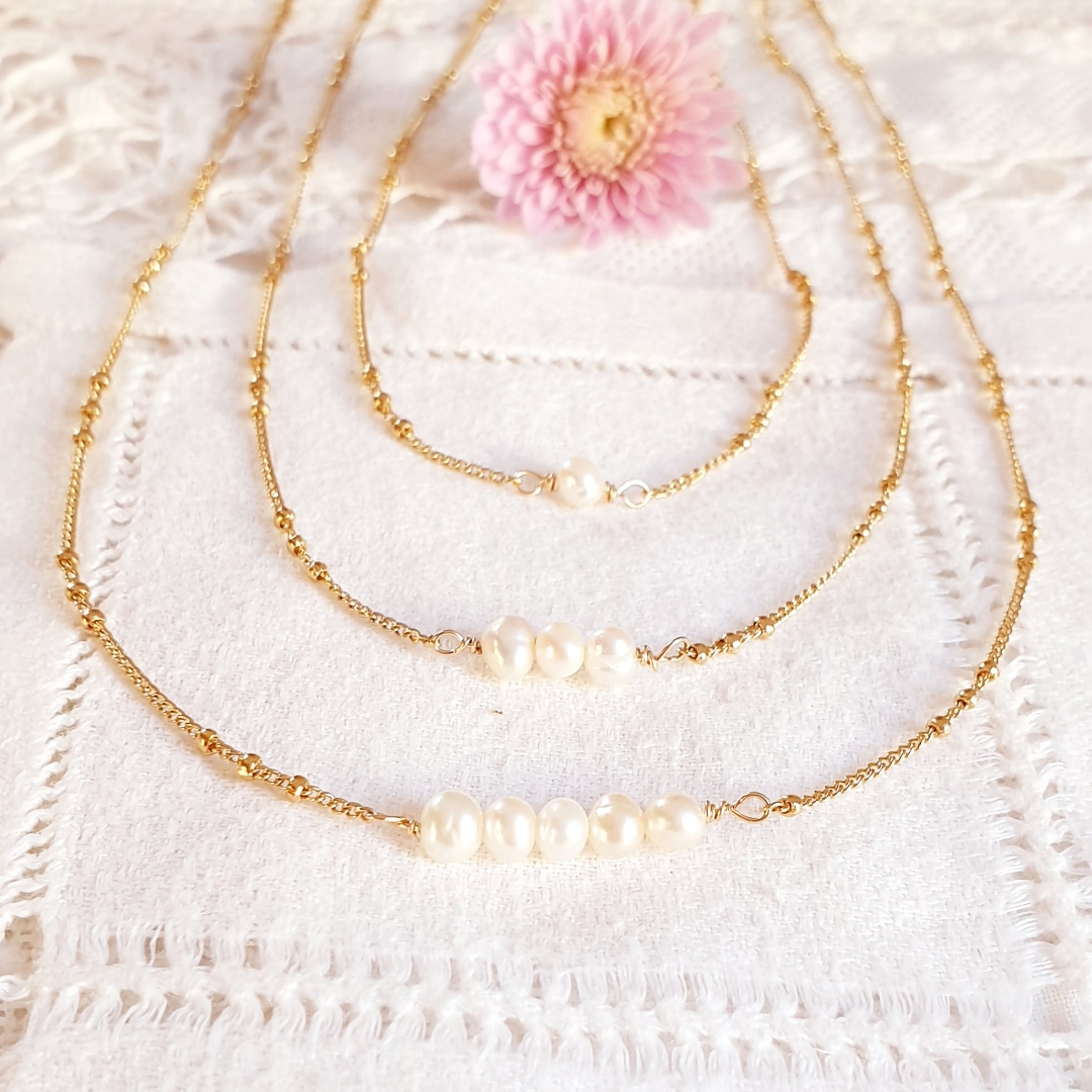 FUSIONNELLE collier or argent 1 perle de nacre = 1 être cher