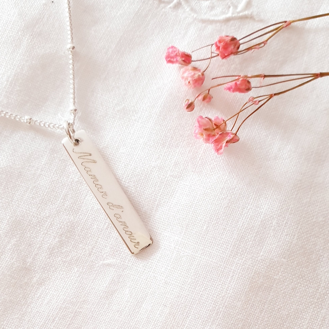 collier-personnalise-maman-d-amour-argent-barre