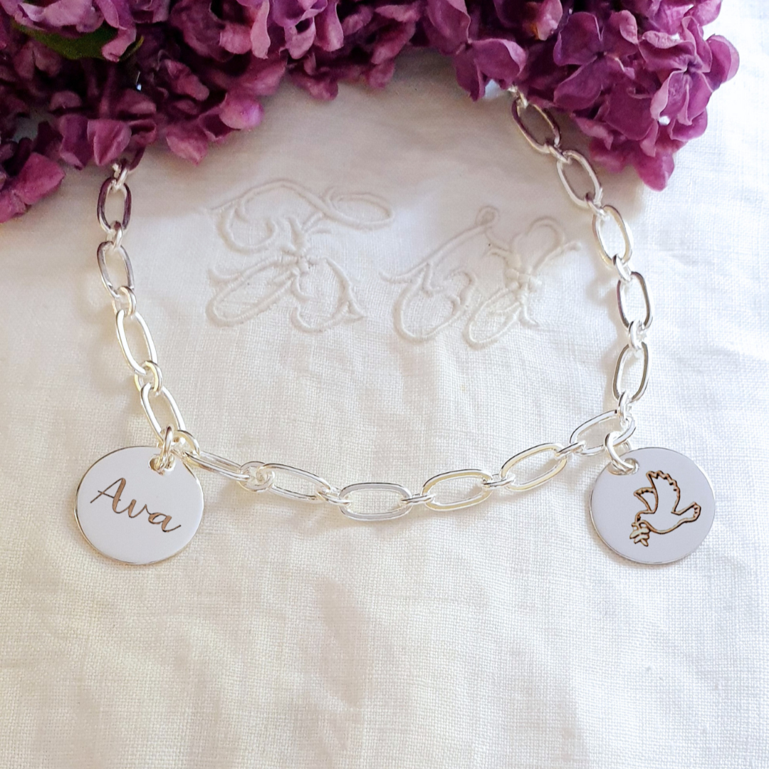 bracelet-personnalise-femme-argent-medaille-prenom-colombe