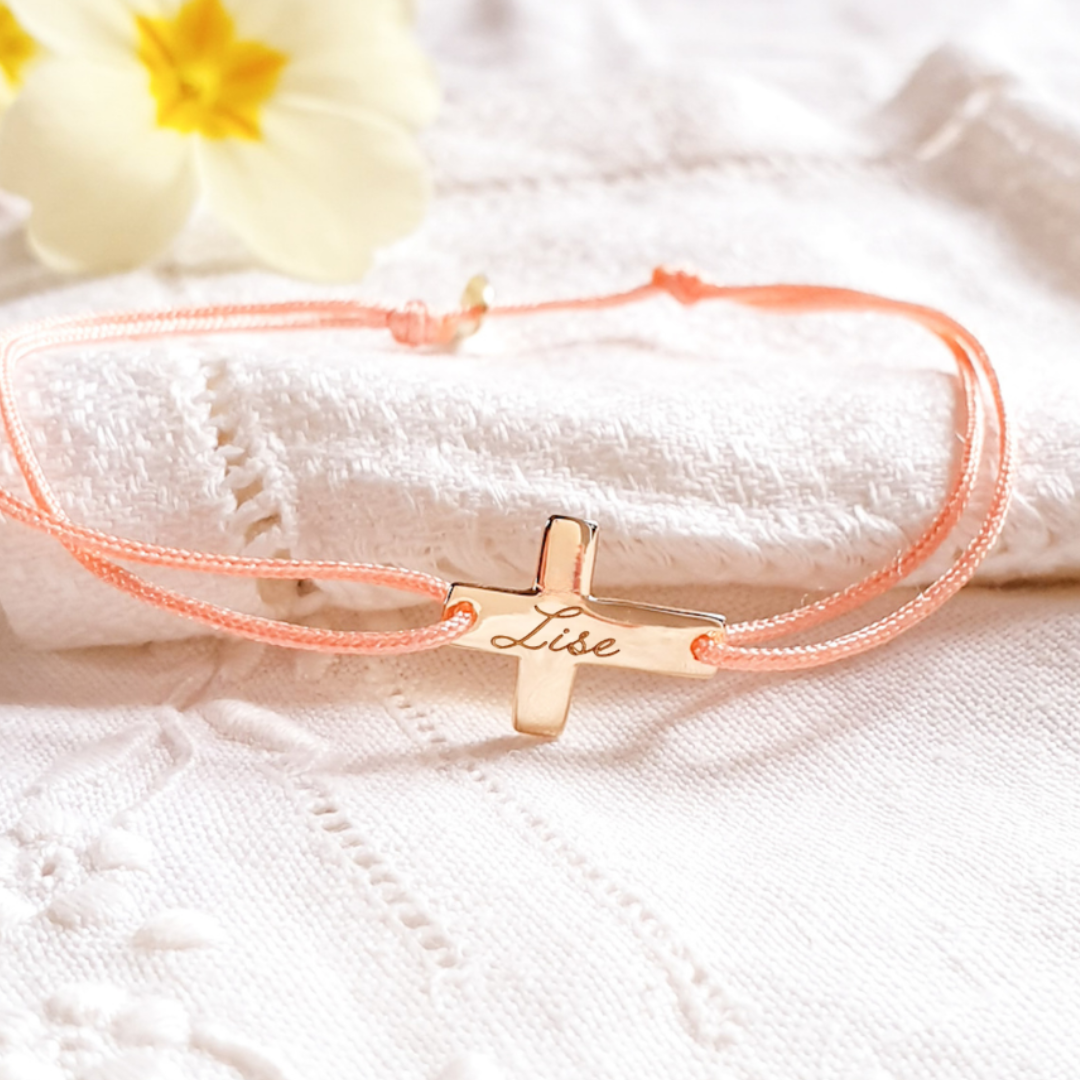 Bracelet croix personnalisable Or argent PREMIÈRE CROIX