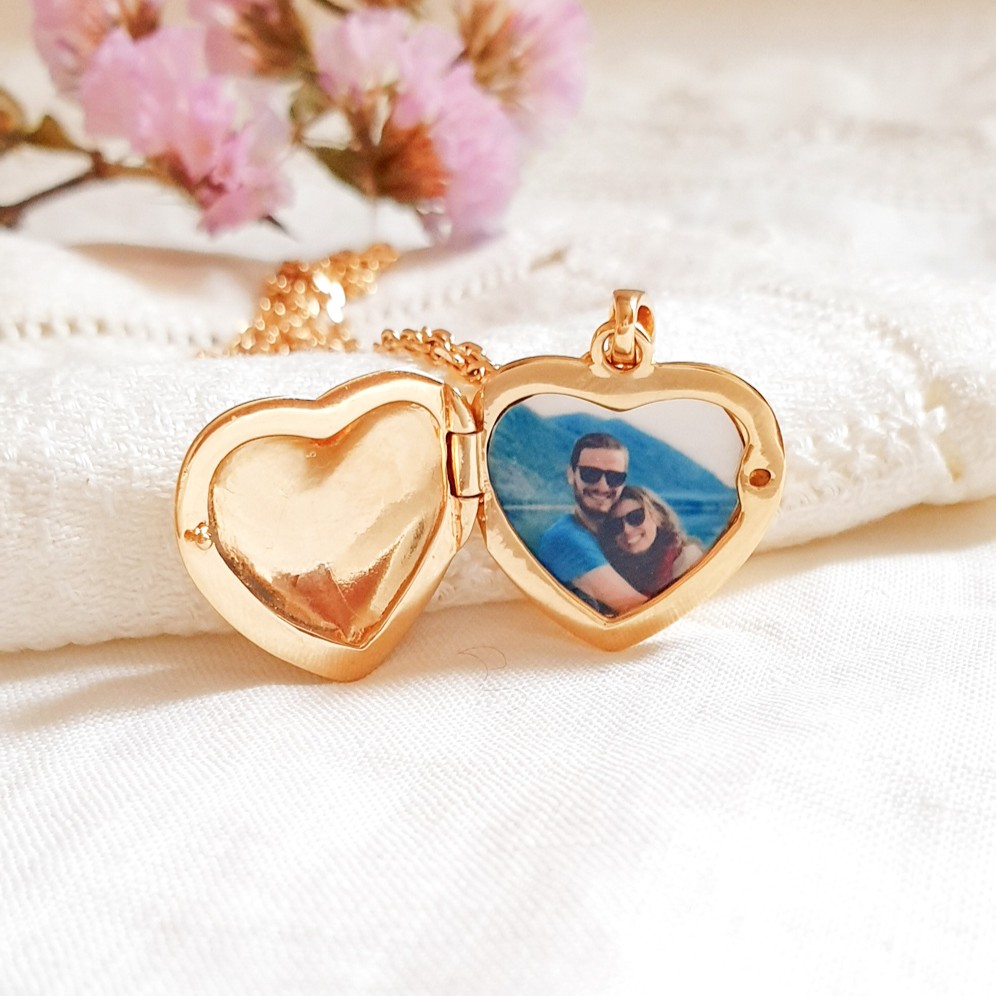 Pendentif cœur photo personnalisé - Bijou Or ou argent COEUR TENDRE