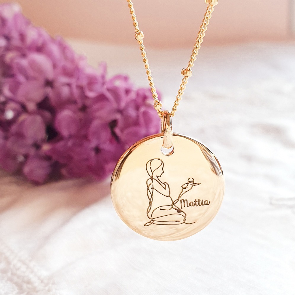Collier avec médaille bombée deuil périnatal Or argent RAYONNANTE