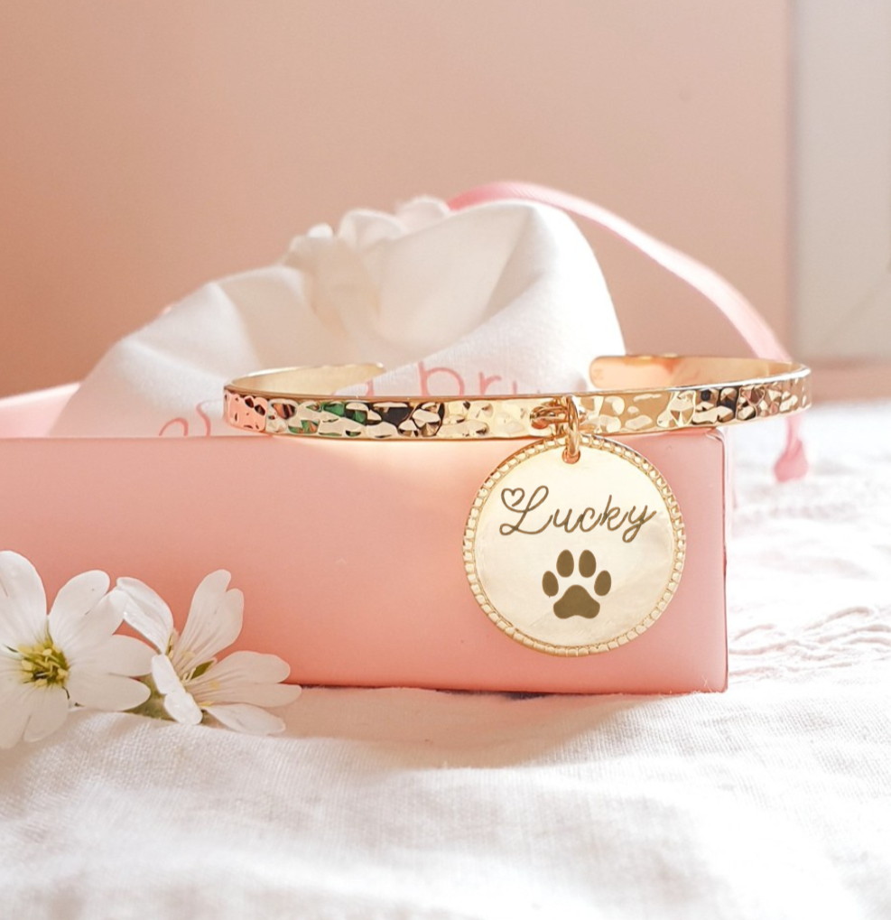 Bracelet jonc avec médaille personnalisée animal IDOLE