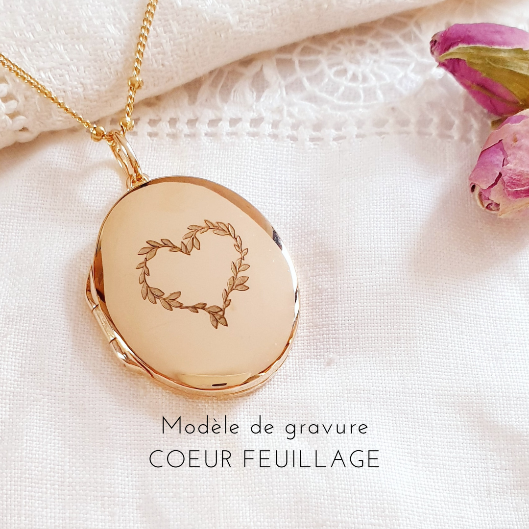 collier-personnalise-femme-gravure-coeur-feuillage
