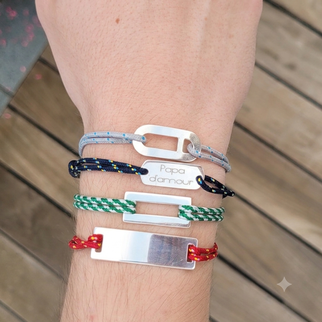 bracelets homme personnalises argent cordon