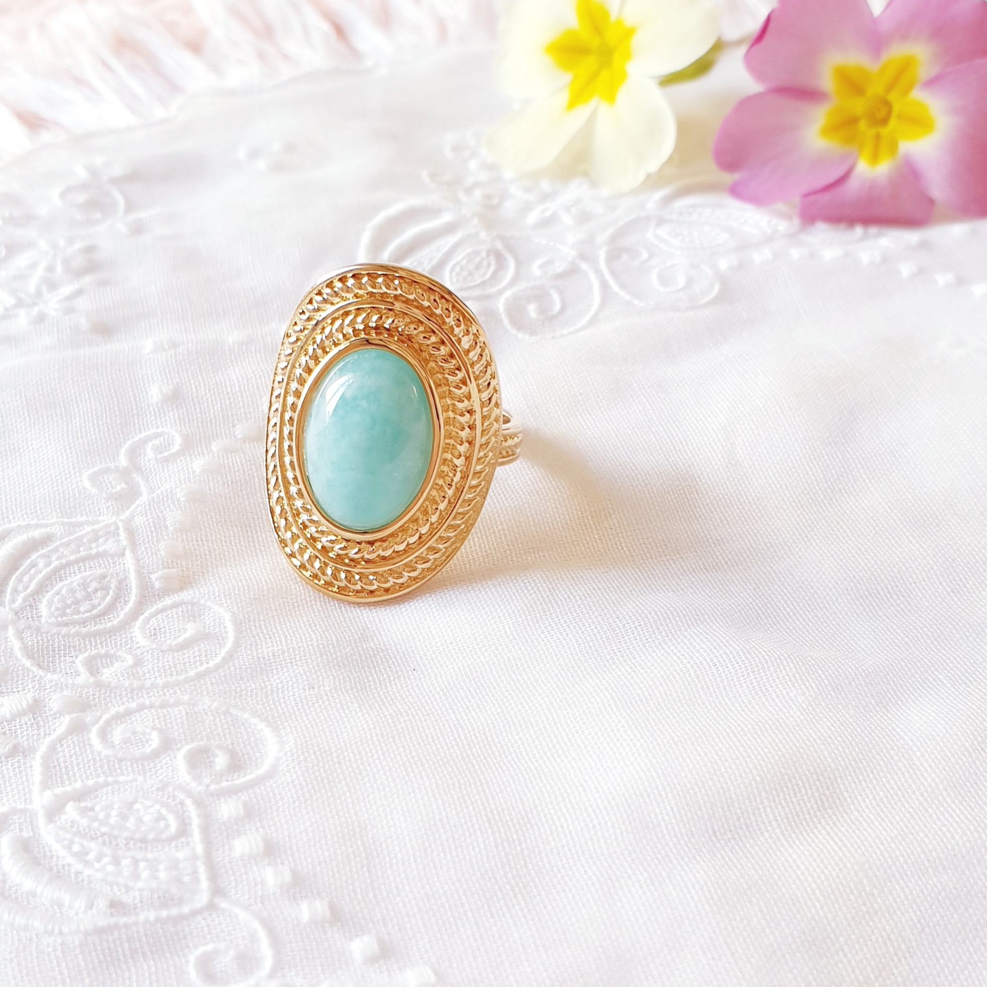 HIPPIE CHIC bague turquoise or
