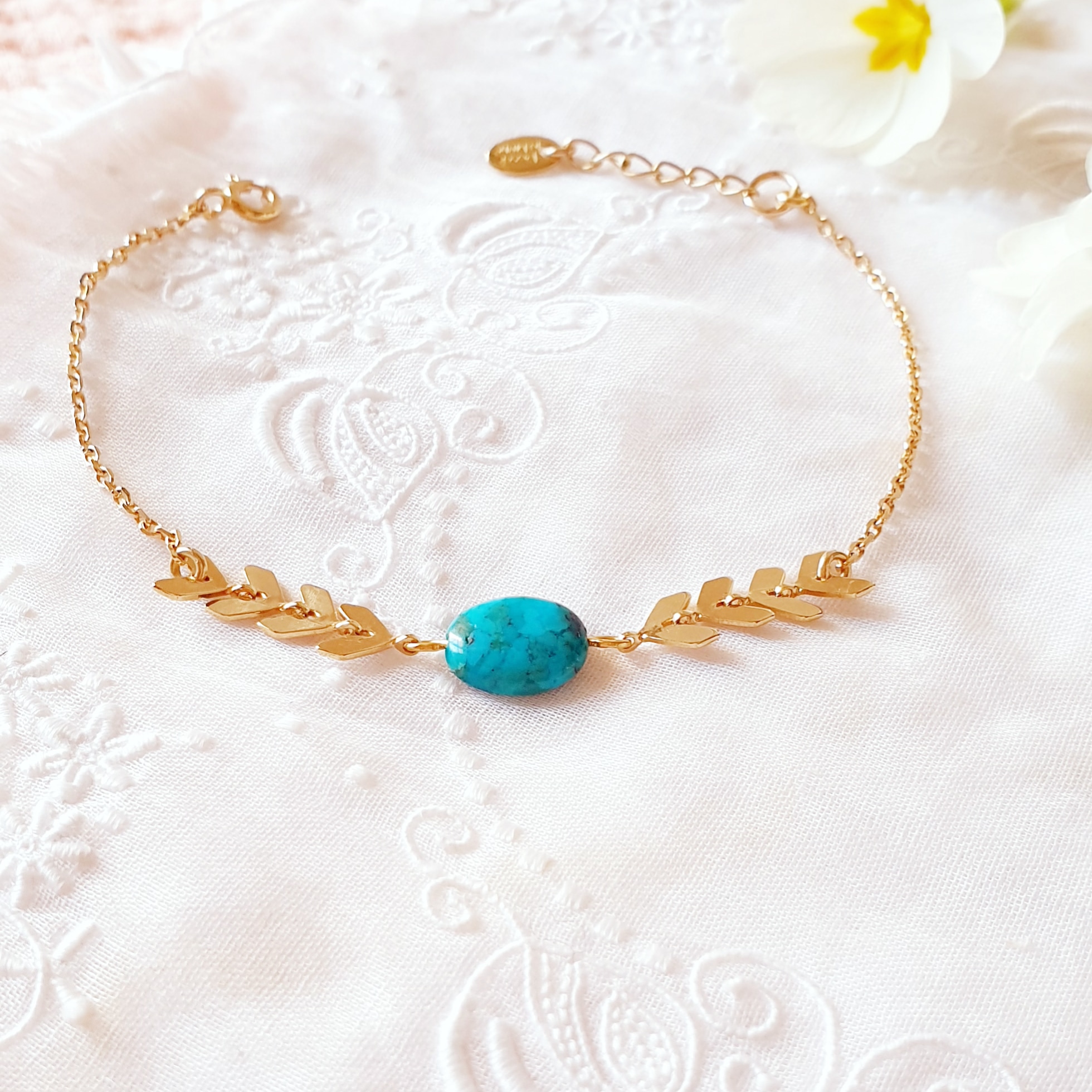 AVENTURIÈRE bracelet turquoise épis or argent