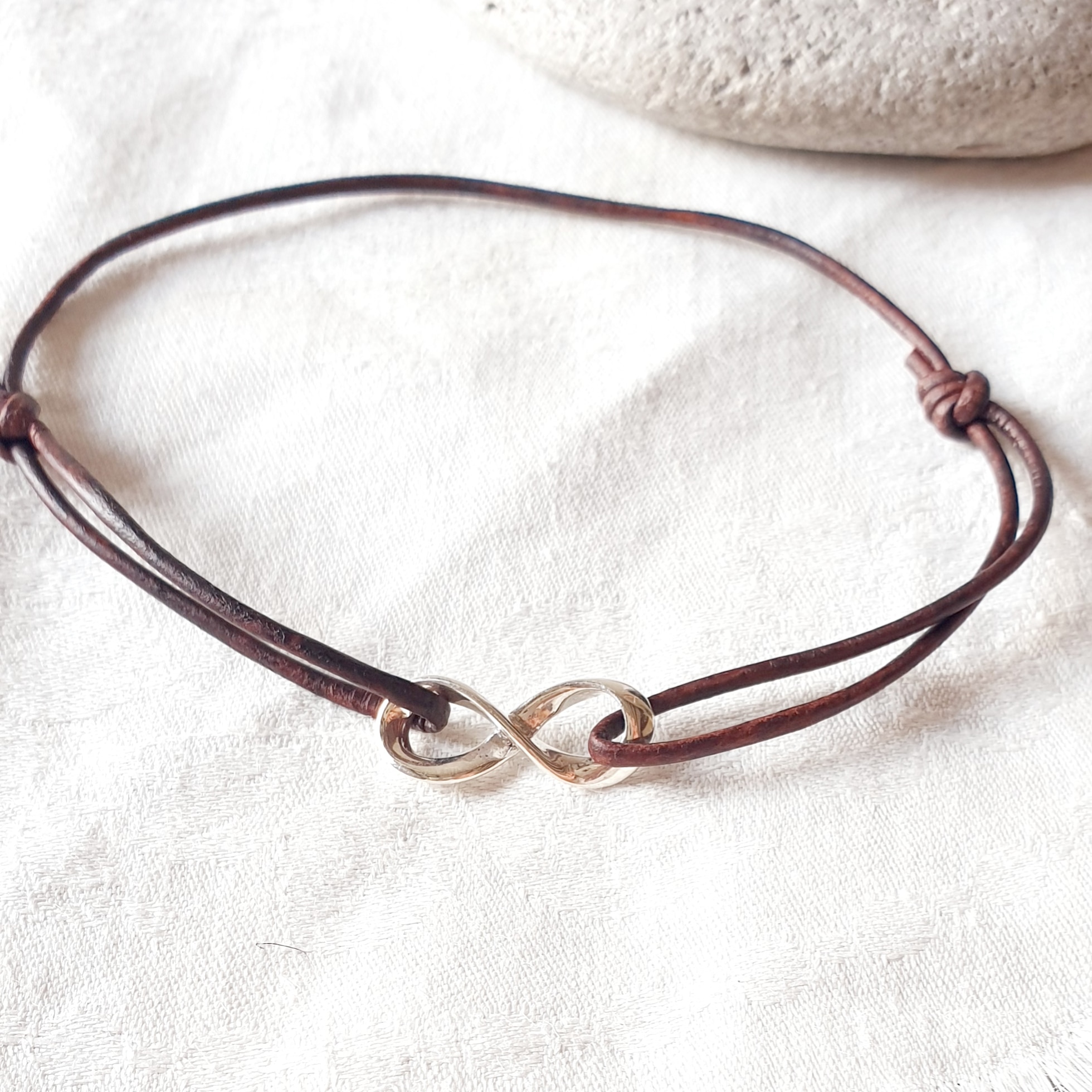 Bracelet cordon marron pour femme personnalisé - Amour infini