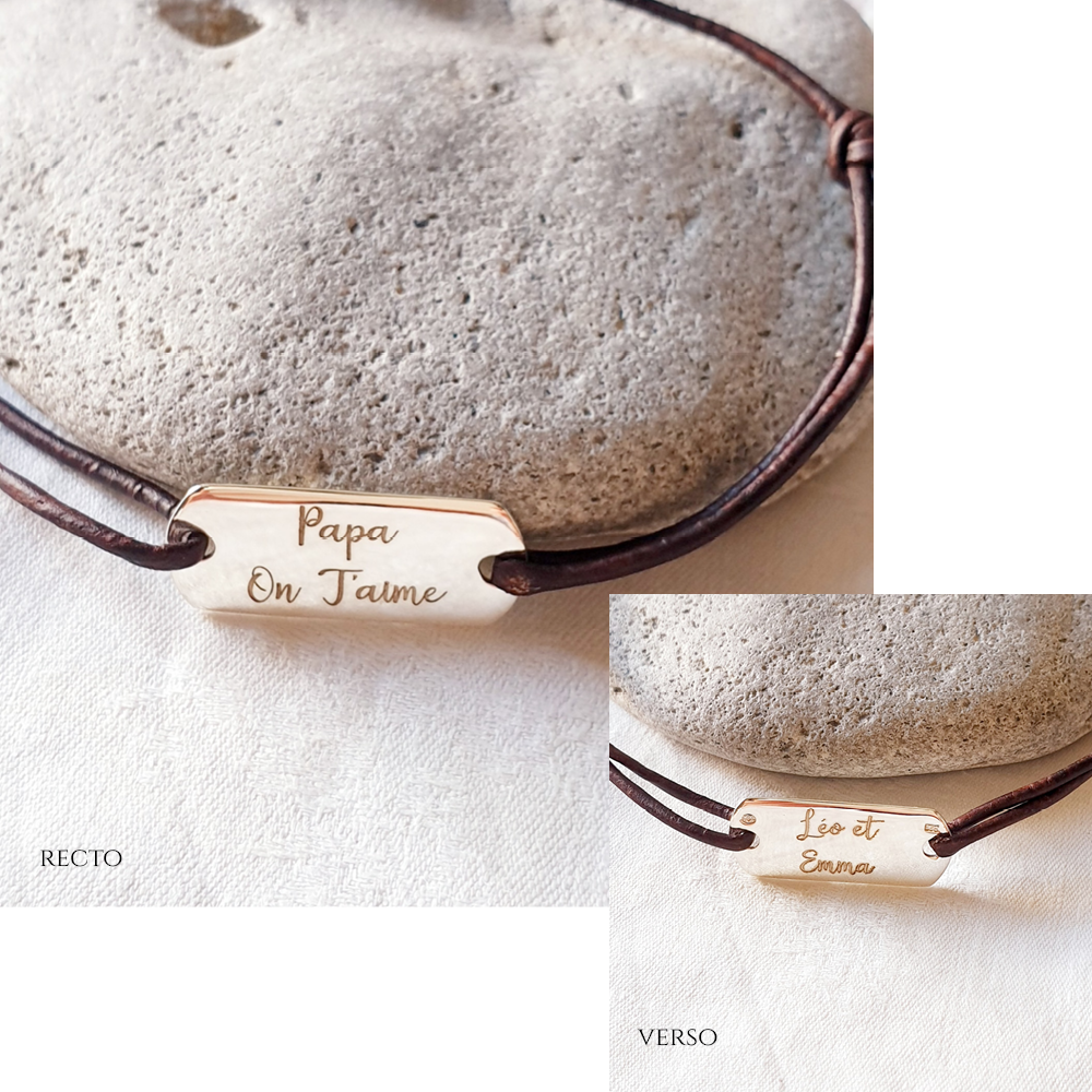 bijou homme personnalisé bracelet cuir cordon fete des peres chéri