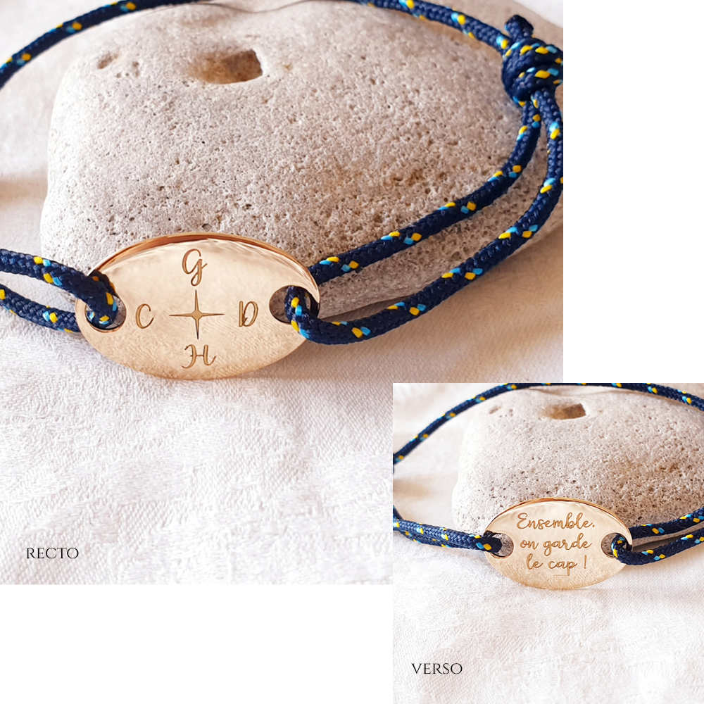 bracelet homme personnalise bijou cordon rose des vents darling