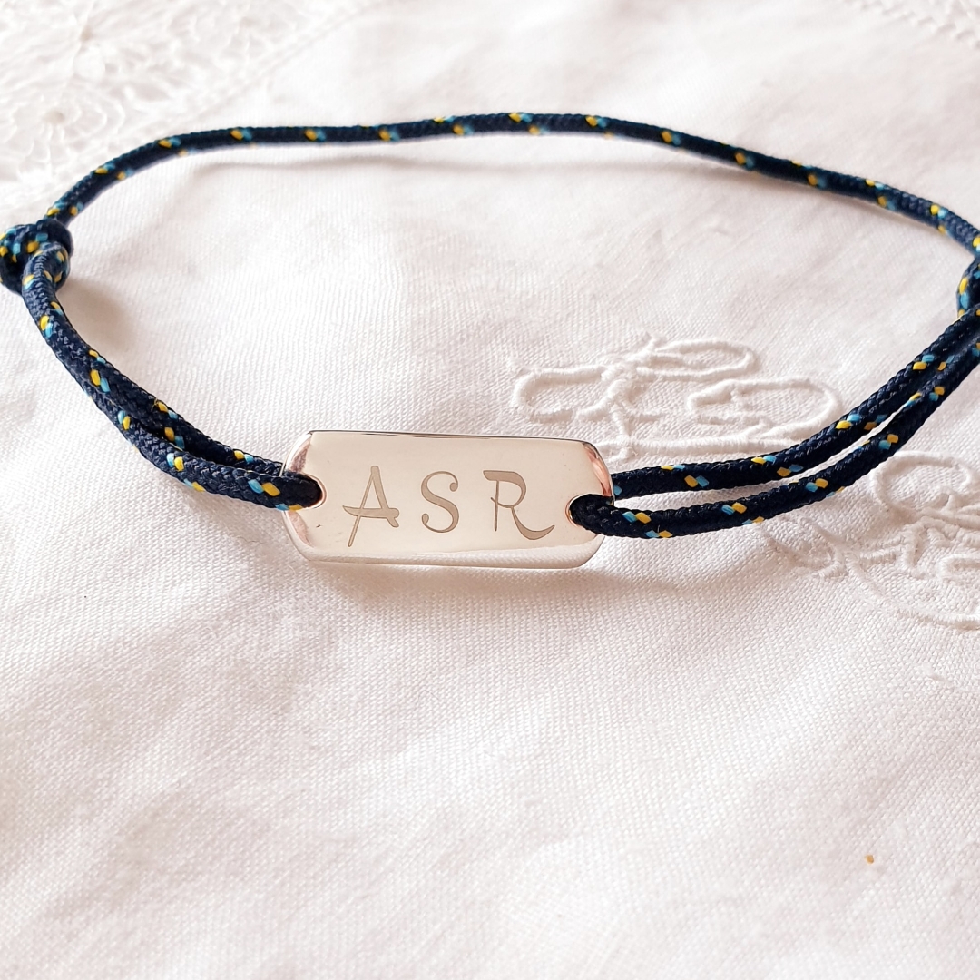 bracelet homme grave initiales cheri