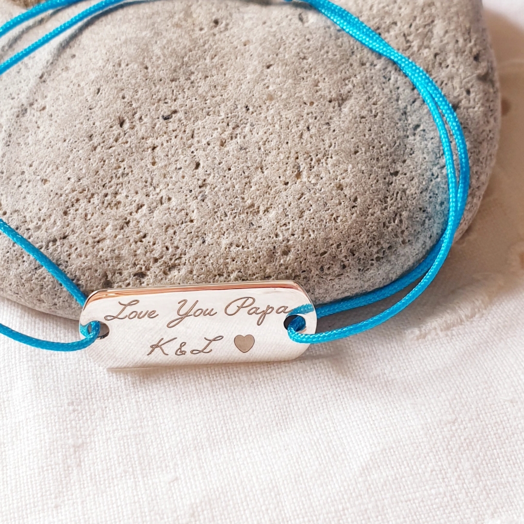 bracelet personnalisé homme papa gravé cordon fin  cheri