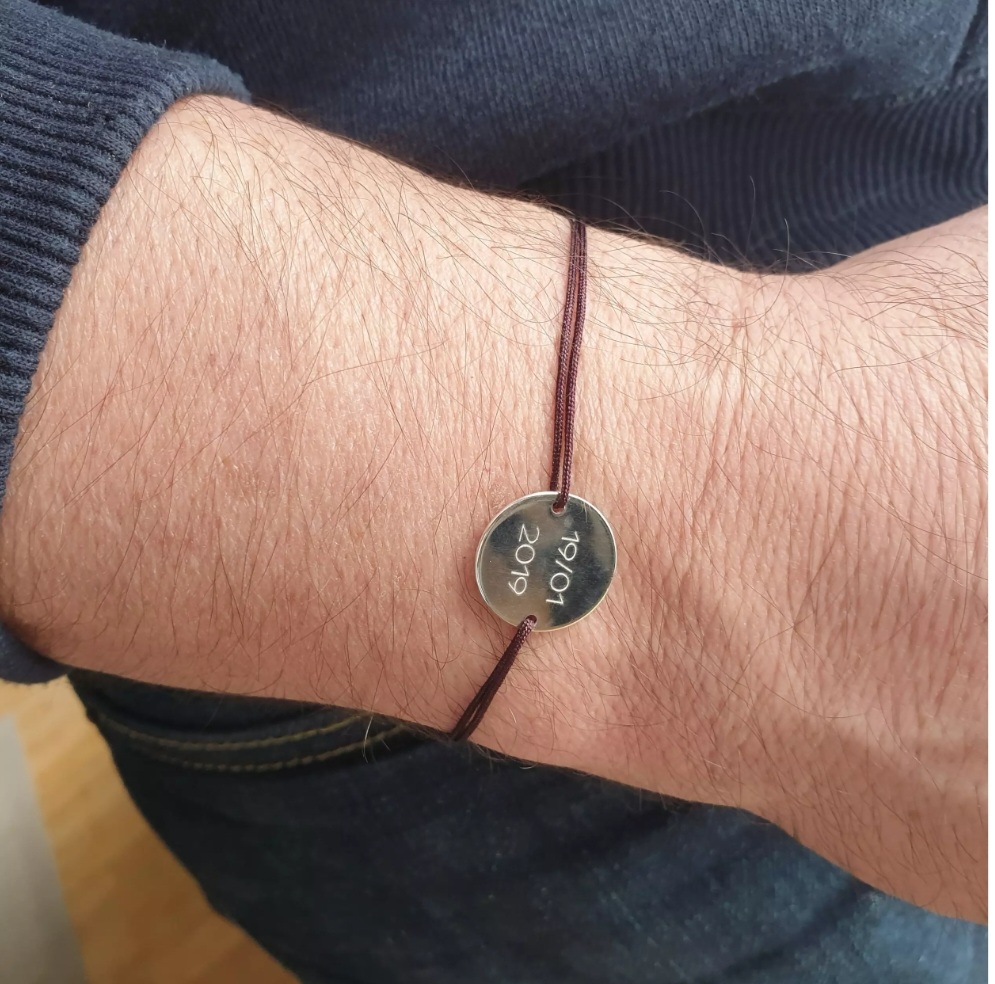 bracelet personnalisé homme cordon gravé Adore