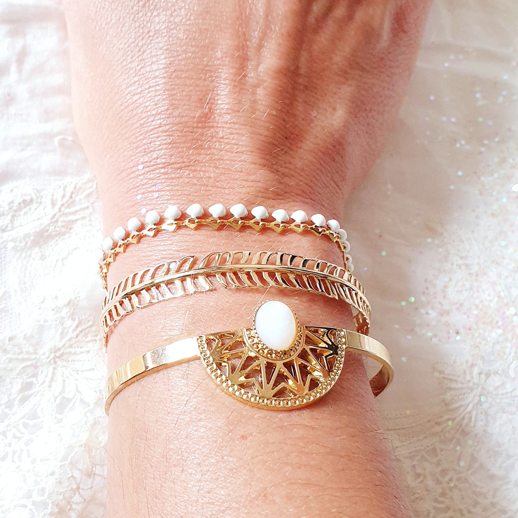 Superbe bracelet chaine femme or et blanc VESTALE