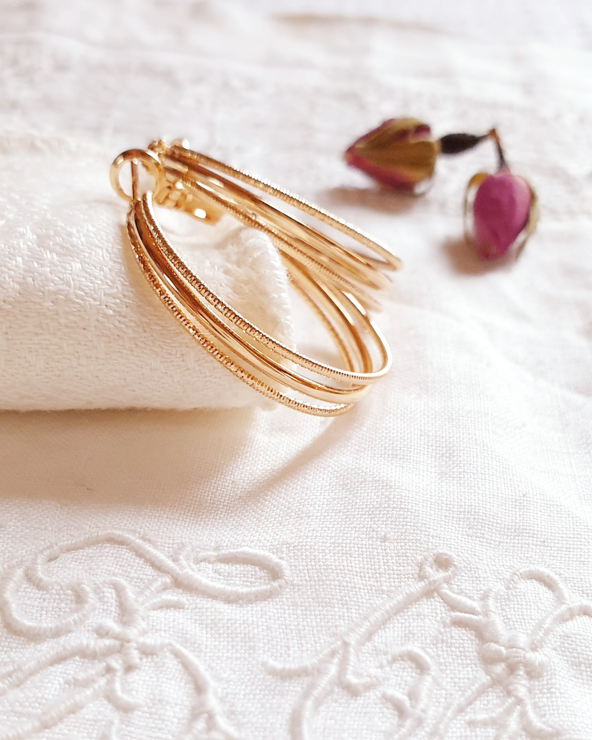 boucles d oreilles creoles brillantes 3 fils