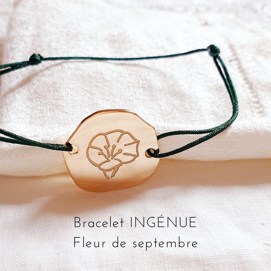 bracelet cordon femme fleur de naissance septembre ingenue