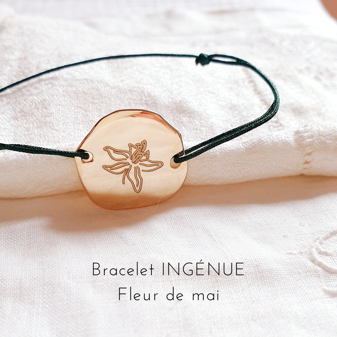bracelet cordon personnalise fleur de naissance mars ingenue