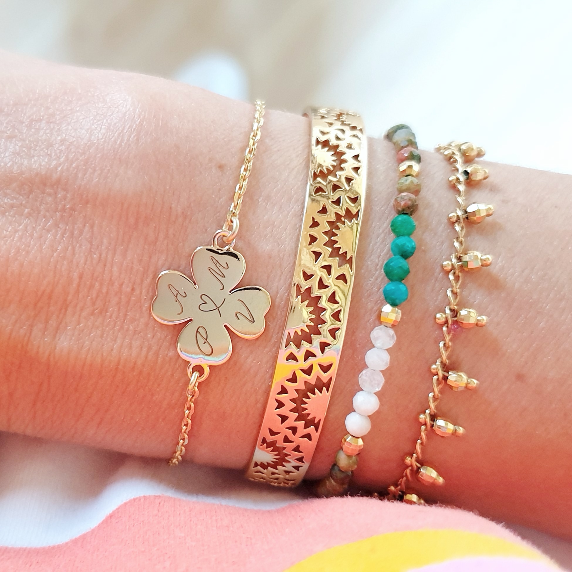 bracelet famille personnalisable joncs chance