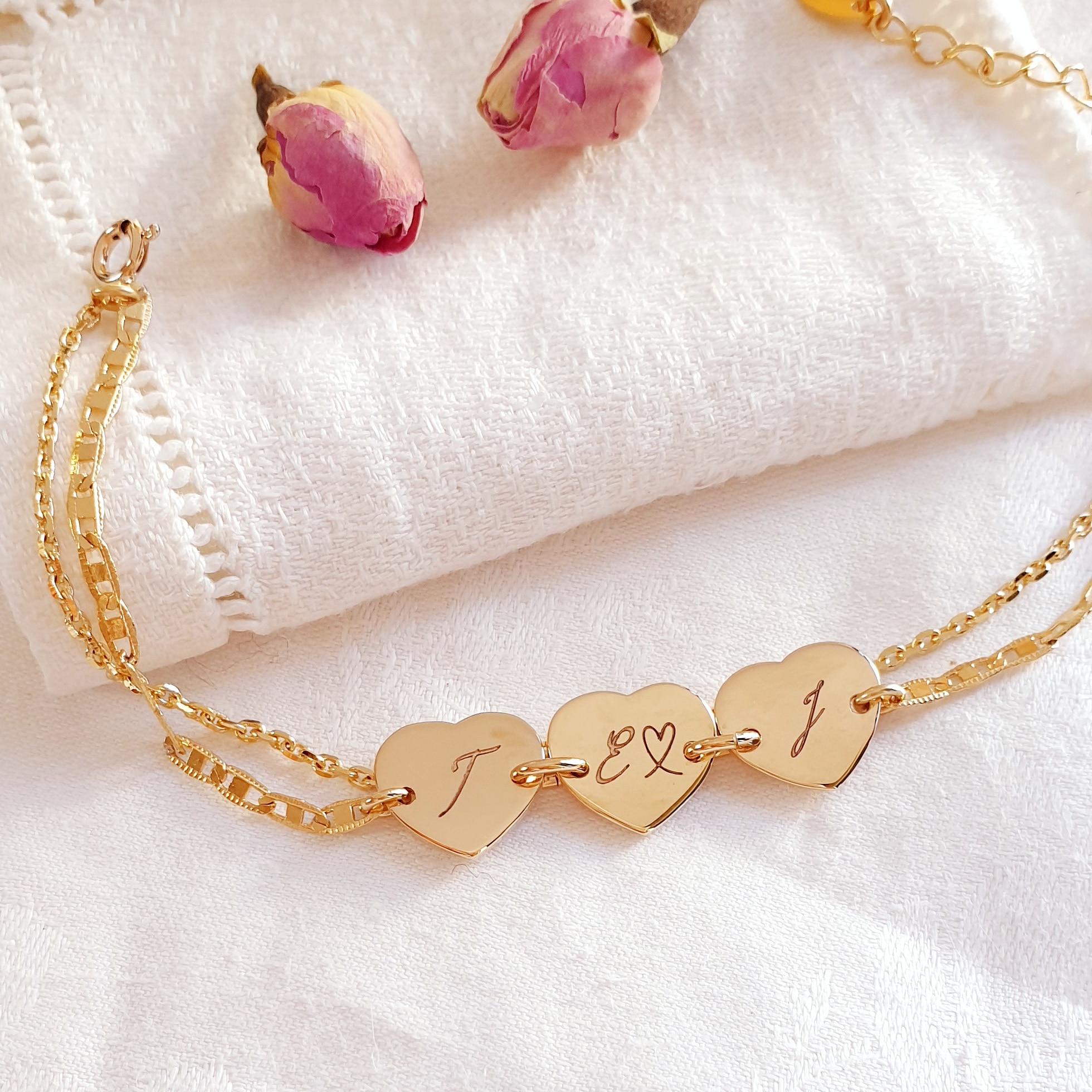 bracelet prenom medaille coeur petit in love