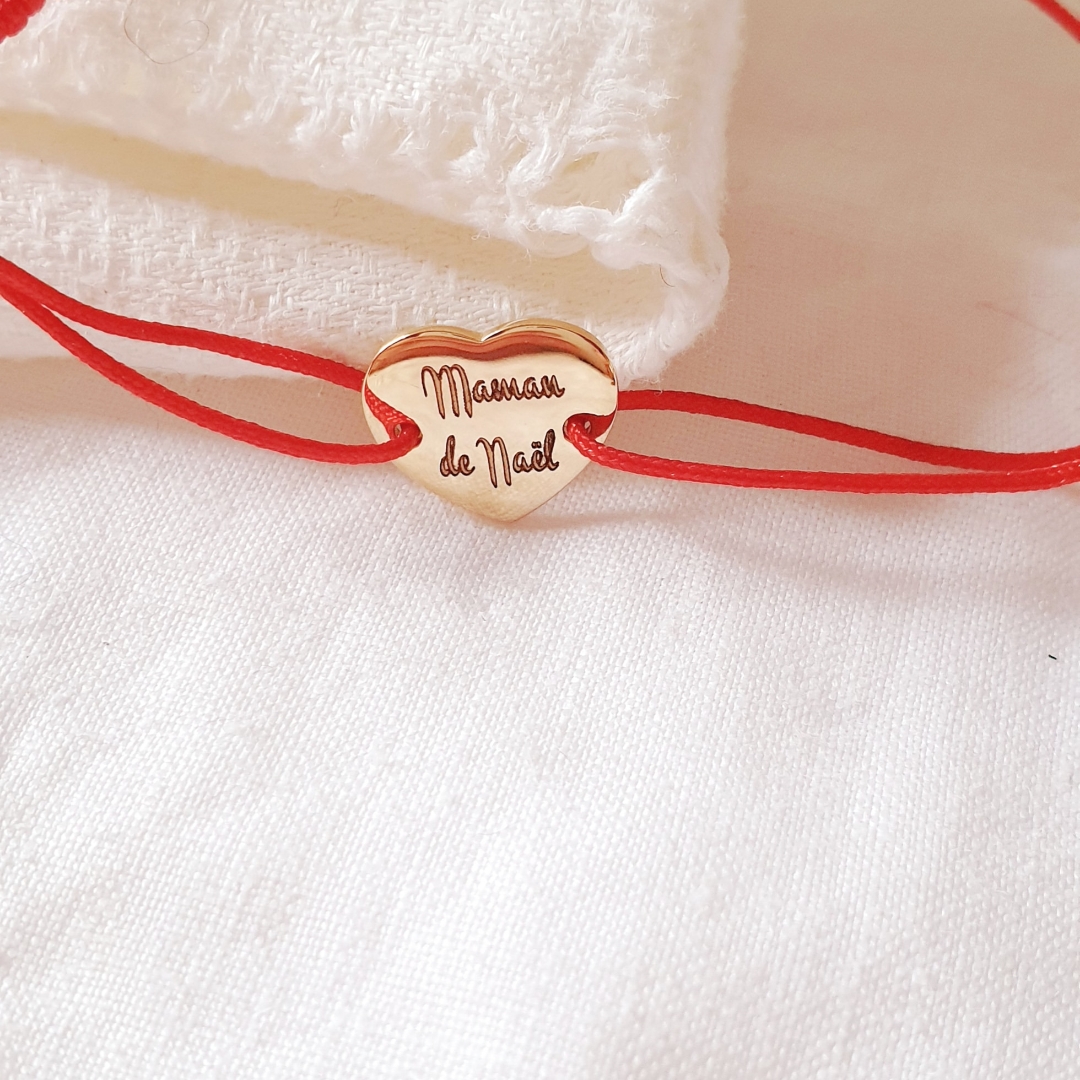 bracelet maman personnalise coeur cordon