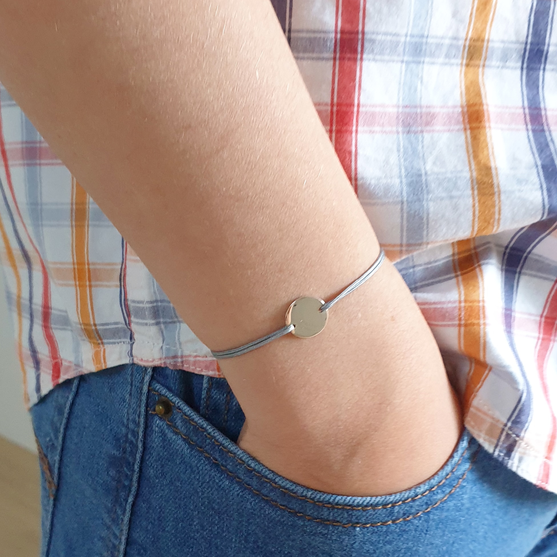 bracelet cordon argent personnalisable garcon cadeau religieux