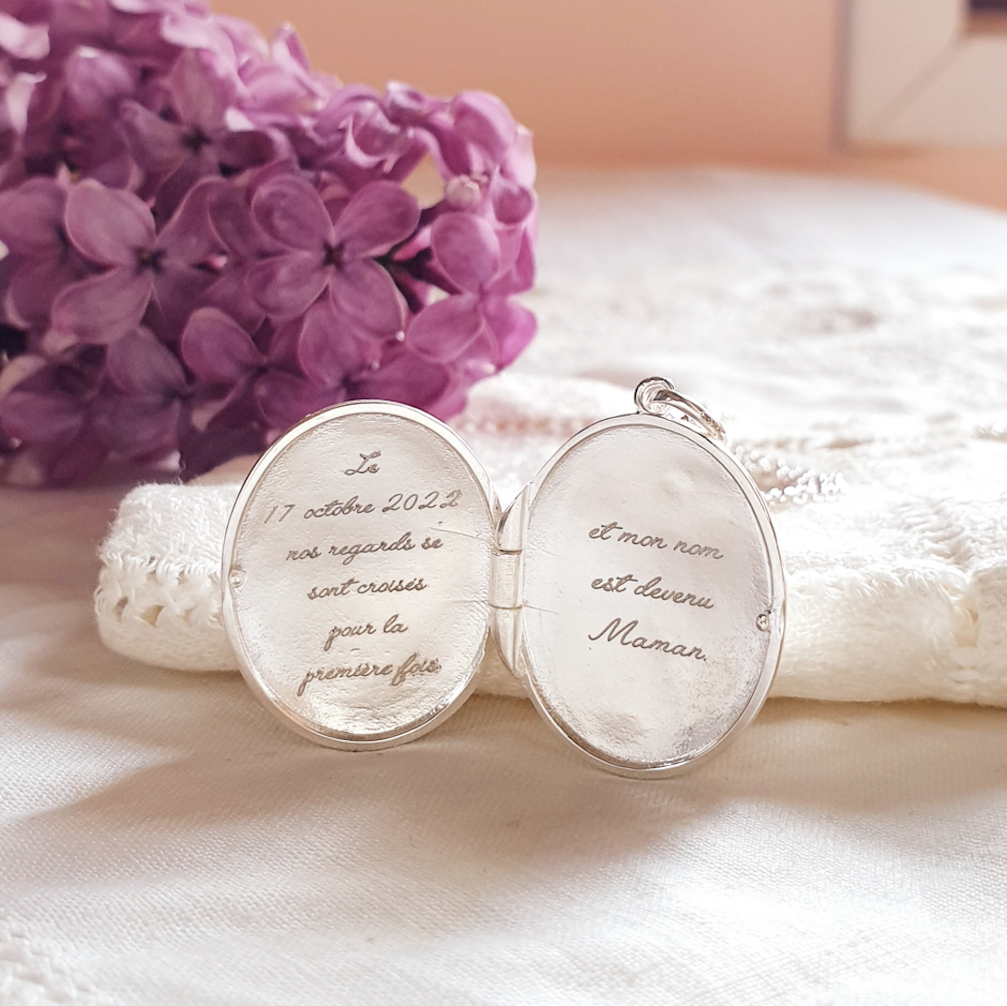 collier naissance medaille argent