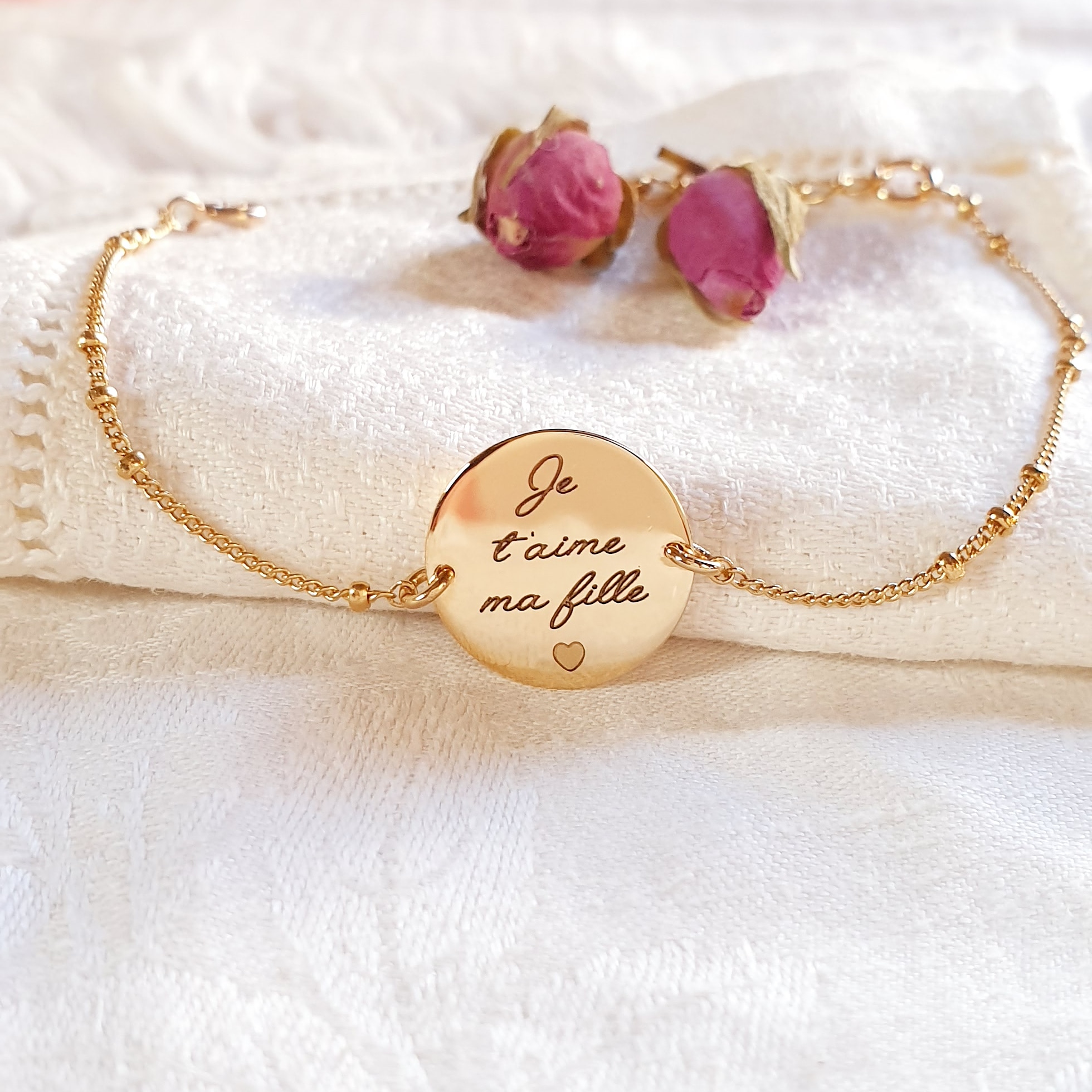 bracelet plaque or pour ma fille