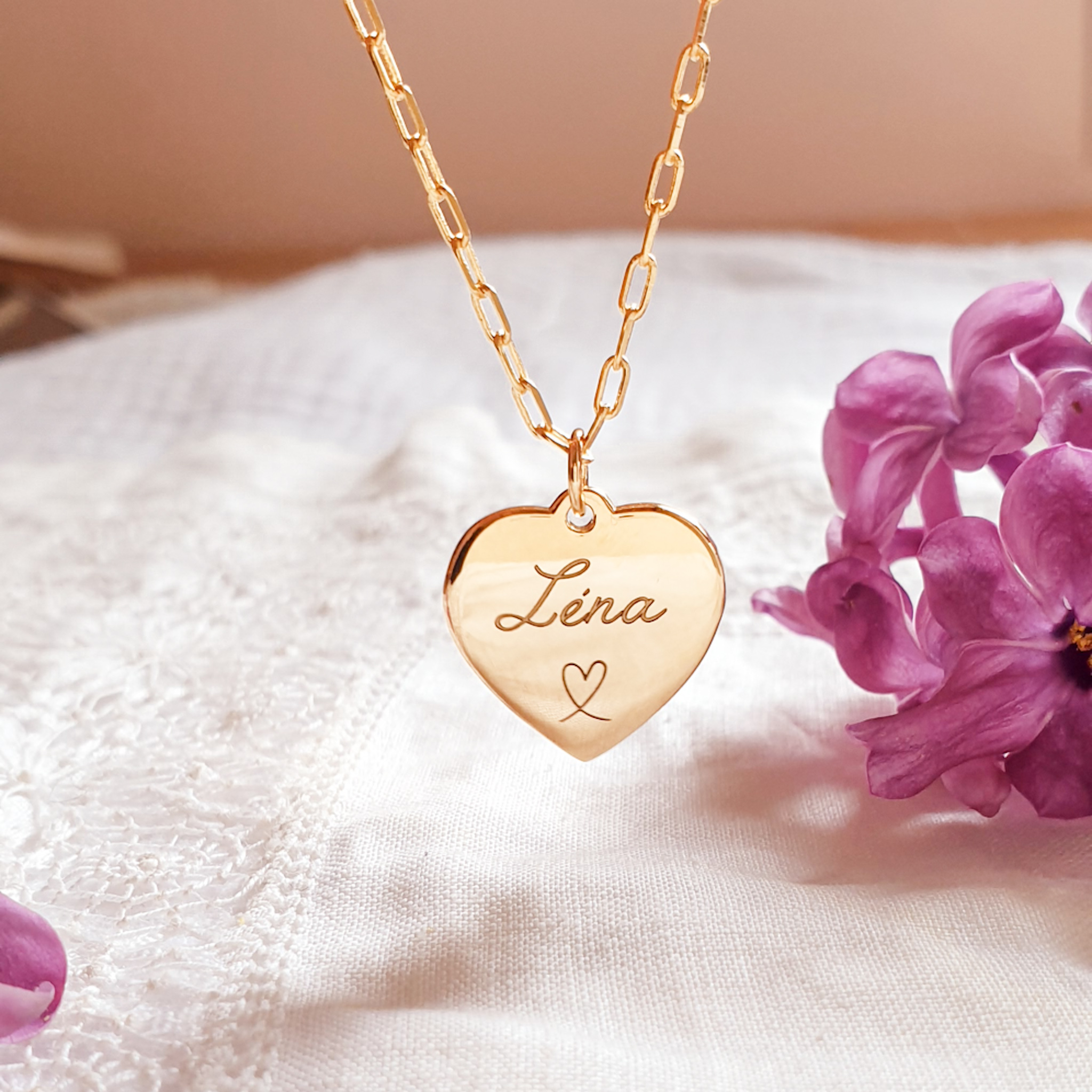 collier grave coeur prenom