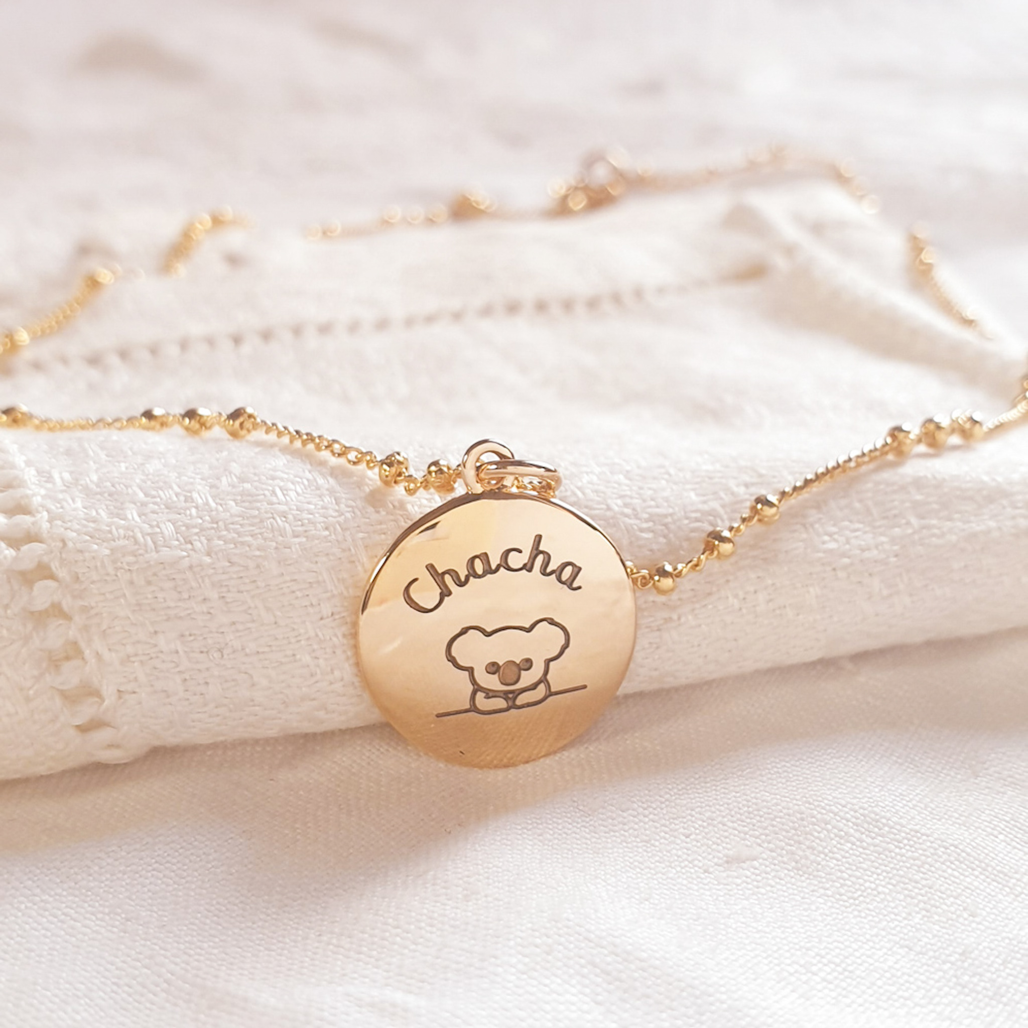 collier grave koala prenom