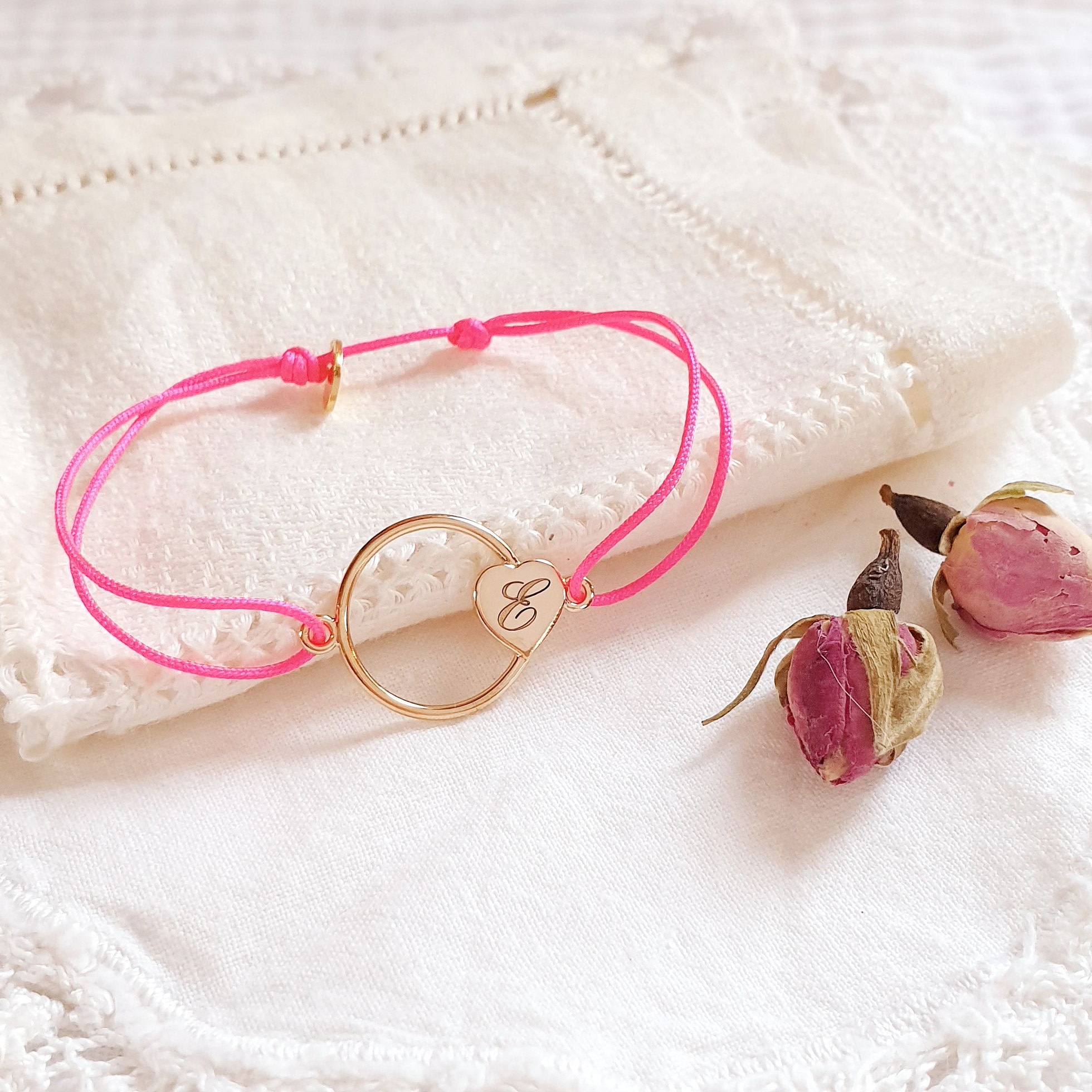bracelet grave initiale coeur