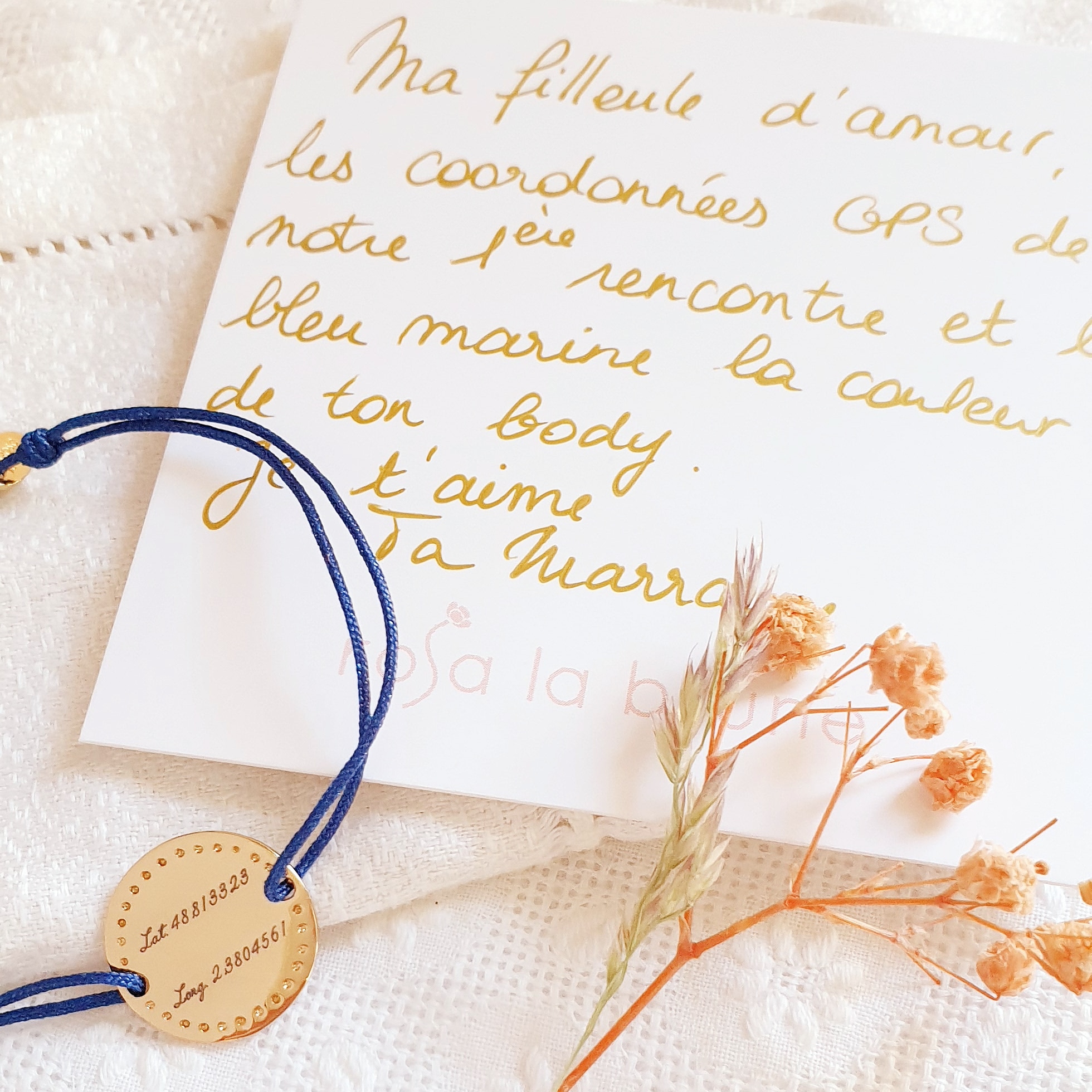bracelet cordon anniversaire filleule