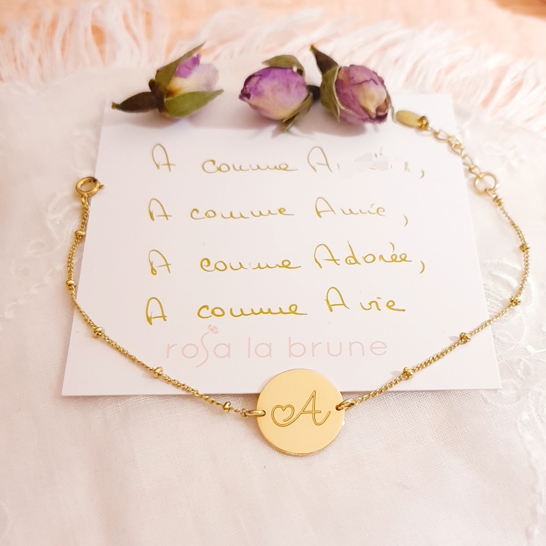 bracelet cadeau pour copine amie plaque or