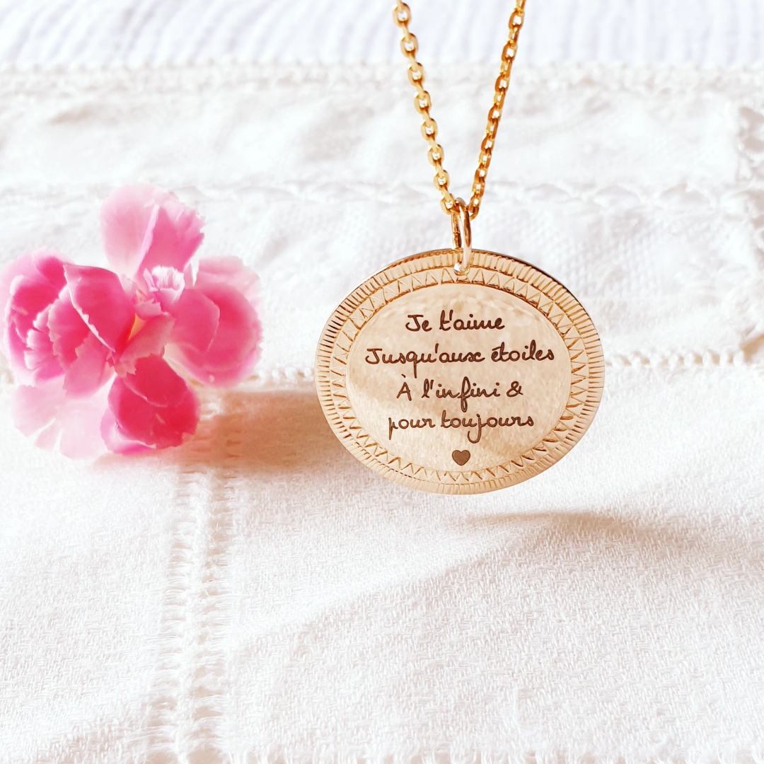 collier plaque or pour ma fille