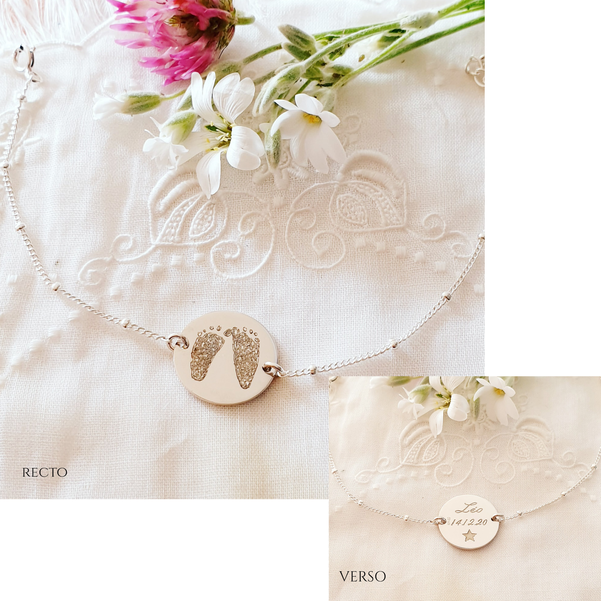 bracelet personnalise empreintes gravees